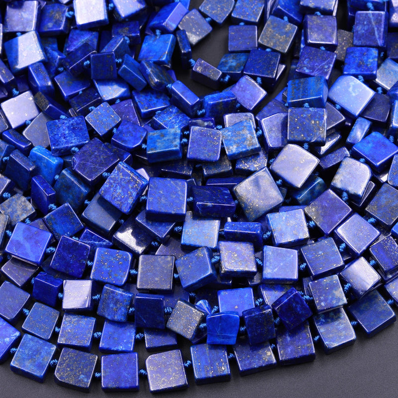 AAA Natural Blue Lapis Flat Square Beads 10mm 12mm 14mm 16" Strand