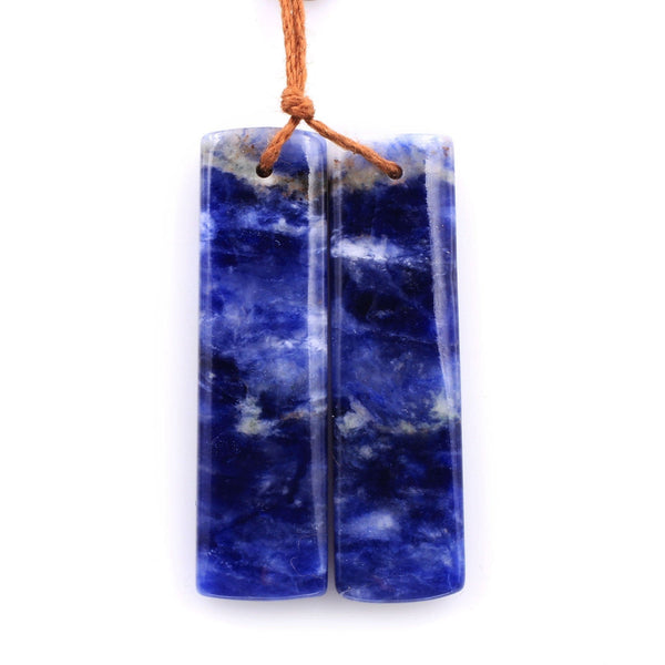 Drilled Natural Snow Mountain Sodalite Rectangle Earring Pair Matched Gemstone Bead Pair Natural Vibrant Blue Orange Stone