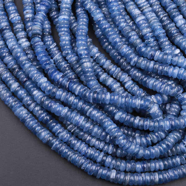 Natural Blue Kyanite Heishi Rondelle Bead 6mm 8mm 10mm 12mm 15.5" Strand