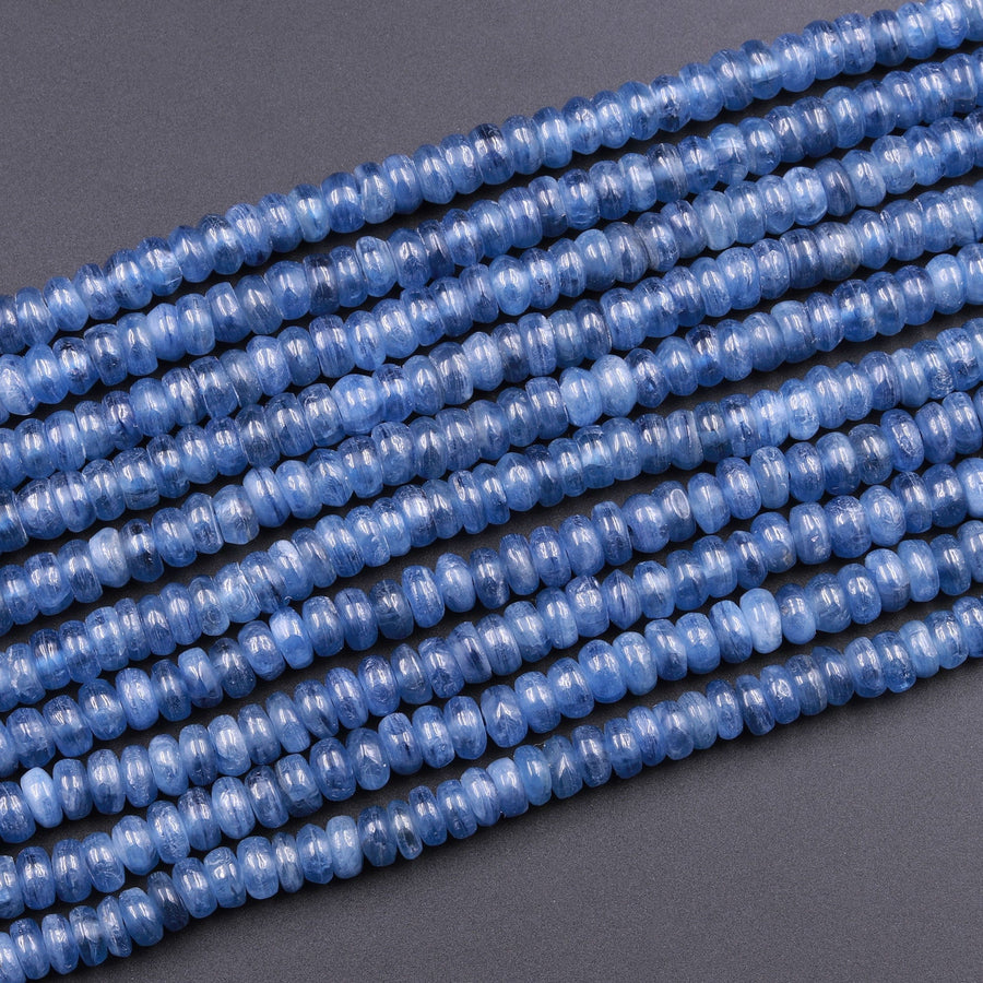 Natural Blue Kyanite Rondelle Bead 6mm 8mm 10mm 12mm 16" Strand