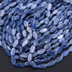 Natural Blue Kyanite Long Oval Beads 14x8mm AA Grade Real Genuine Kyanite Gemstone 16" Strand