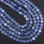 AAA Natural Blue Kyanite Flat Coin Beads 8mm 9mm 15.5" Strand