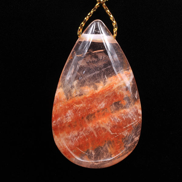 Rare Natural Red Phantom Quartz Puffy Teardrop Pendant