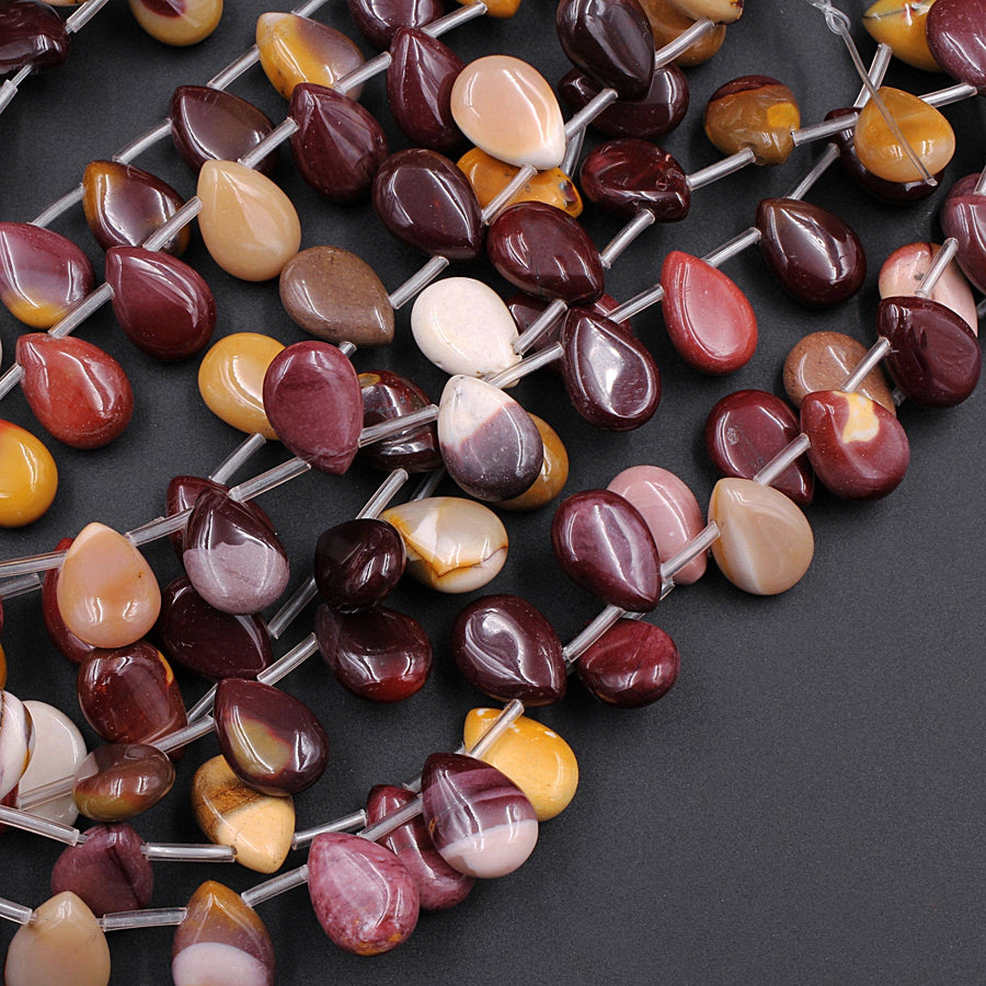 Small Natural Mookaite Teardrop Beads 14x10mm 16" Strand