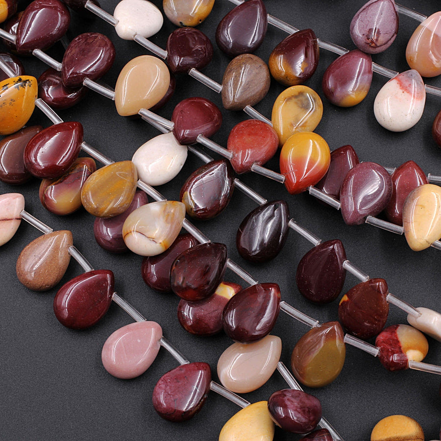 Small Natural Mookaite Teardrop Beads 14x10mm 16" Strand