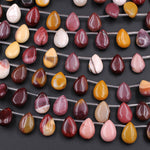 Small Natural Mookaite Teardrop Beads 14x10mm 16" Strand