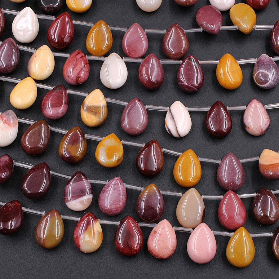 Small Natural Mookaite Teardrop Beads 14x10mm 16" Strand
