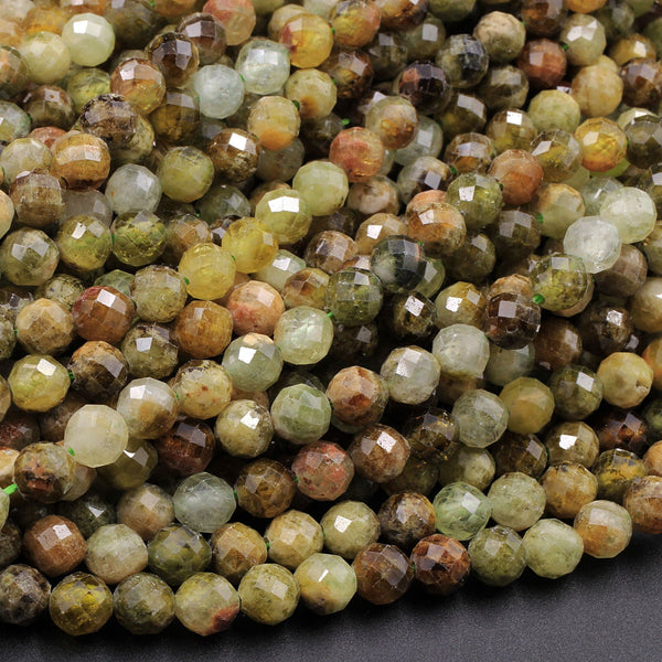 Micro Faceted Natural Green Garnet 5mm Round Beads 16" Strand