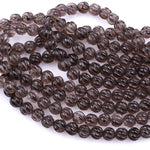Hand Carved Smoky Quartz 8mm Round Melon Beads 16" Strand
