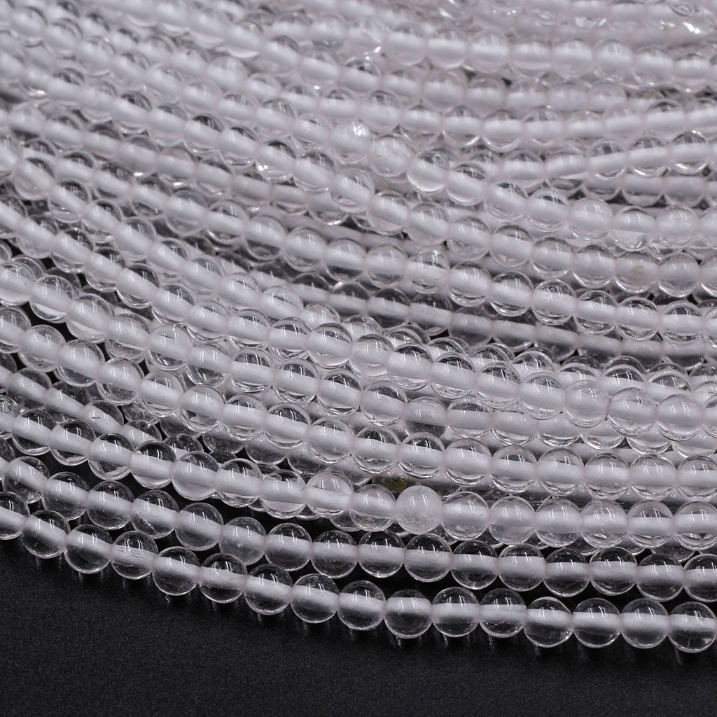 AAA Natural Clear Rock Quartz 2mm Plain Smooth Round Beads 16" Strand