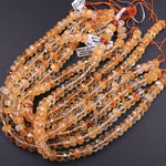 Superior A Gem Grade Natural Golden Yellow Citrine Faceted Rondelle Beads 10mm 12mm 16" Strand