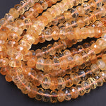 Superior A Gem Grade Natural Golden Yellow Citrine Faceted Rondelle Beads 10mm 12mm 16" Strand