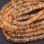 Superior A Gem Grade Natural Golden Yellow Citrine Faceted Rondelle Beads 10mm 12mm 16" Strand