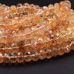Superior A Gem Grade Natural Golden Yellow Citrine Faceted Rondelle Beads 10mm 12mm 16" Strand