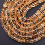 Superior A Gem Grade Natural Golden Yellow Citrine Faceted Rondelle Beads 10mm 12mm 16" Strand