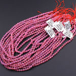 Real Genuine Faceted Natural Ruby Round Beads 4mm 5mm Gemstone 16" Strand