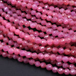 Real Genuine Faceted Natural Ruby Round Beads 4mm 5mm Gemstone 16" Strand