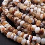 Natural Brown Tibetan Agate Beads 8mm Rondelle Amazing Veins Bands Eyes Strand