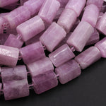 Natural Kunzite Faceted Tube Beads High Quality Violet Pink Purple Gemstone 15.5" Strand