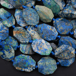 Azurite Beads Octagon Shape Faceted Rectangle Nuggets Rare Energy Stone Genuine Real 100% Natural Blue Lightening Azurite Beads 16" Strand