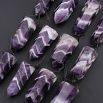 Chevron Amethyst Obelisk Point Pendant Rich Purple High Quality Natural Purple Crystal Focal Top Side Drilled Tower Pendulum