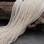 Genuine White Freshwater Pearl 4mm Potato Round Beads Shimmery Iridescent Classic Off Round White Pearl 16" Strand