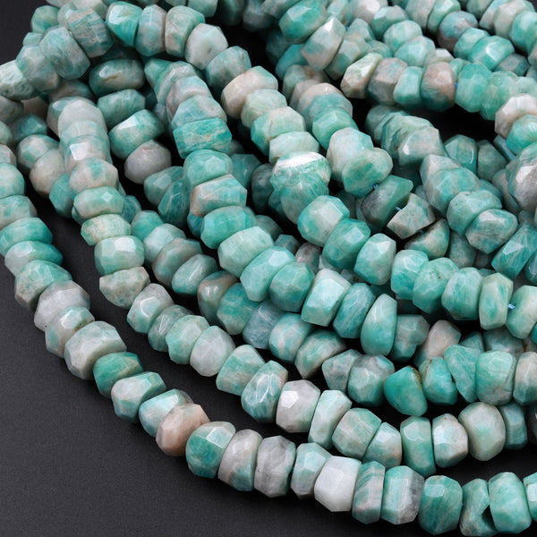 Natural Peruvian Amazonite Beads Irregular Faceted Chiseled Freeform Nuggets 8mm 10mm 12mm 16" Strand