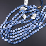 AAA Natural Blue Kyanite Coin Beads 6mm 8mm 10mm 12mm 15.5" Strand