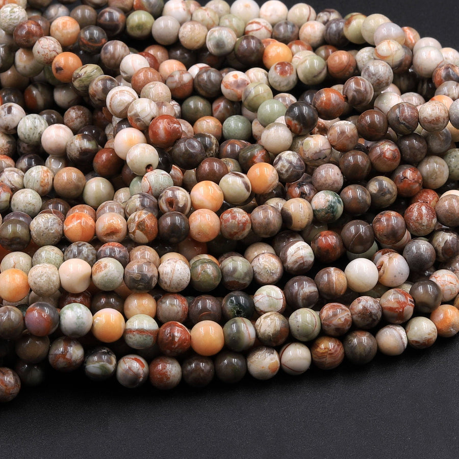 Natural Mushroom Jasper Rhyolite Round Beads 4mm 6mm 8mm 10mm 12mm 16" Strand