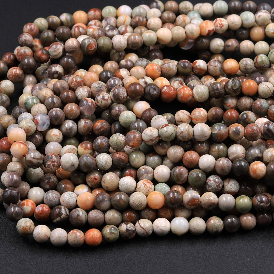 Natural Mushroom Jasper Rhyolite Round Beads 4mm 6mm 8mm 10mm 12mm 16" Strand