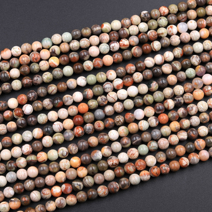 Natural Mushroom Jasper Rhyolite Round Beads 4mm 6mm 8mm 10mm 12mm 16" Strand