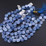 Natural Blue Kyanite Hexagon Coin Beads 14mm 16mm 18mm 16" Strand
