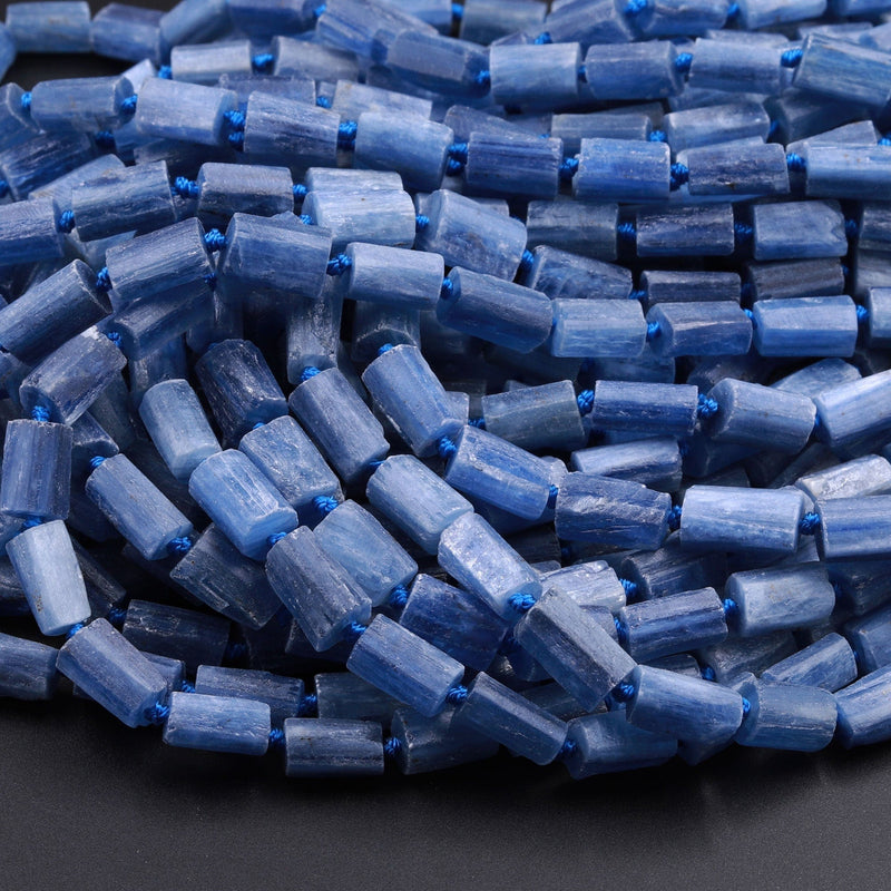 AAA Natural Kyanite Matte Faceted Cylinder Tube Beads 15.5" Strand