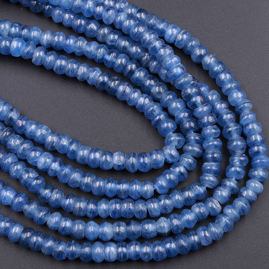 Natural Blue Kyanite Thick Rondelle Bead 6mm 8mm 10mm 12mm 16" Strand
