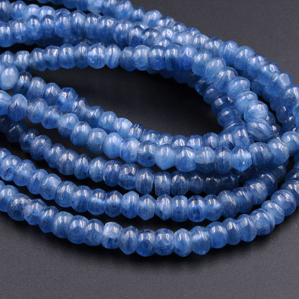 Natural Blue Kyanite Thick Rondelle Bead 6mm 8mm 10mm 12mm 16" Strand