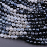 Rare Blue Rutilated Quartz 6mm 8mm 10mm 12mm Round Beads From Madagascar 15.5" Strand