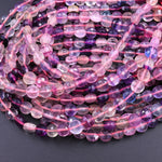 Faceted Natural Fluorite 8mm Coin Beads 16" Strand