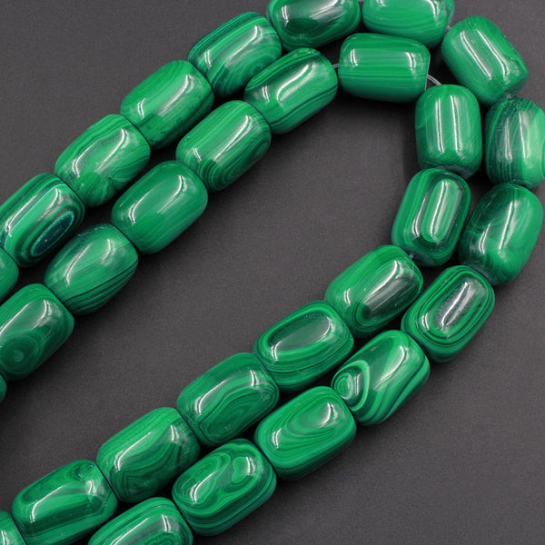 Real Genuine Natural Green Malachite Drum Barrel Beads 16mm 18mm 20mm AAA Grade Natural Malachite Gemstone From Congo 16" Strand