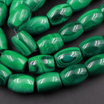 Real Genuine Natural Green Malachite Drum Beads 16mm 18mm AAA Grade Natural Malachite Gemstone From Congo 16" Strand