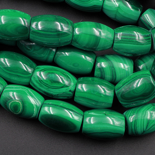 Real Genuine Natural Green Malachite Drum Beads 16mm 18mm AAA Grade Natural Malachite Gemstone From Congo 16" Strand