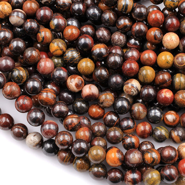 Australian Sunset Tiger Iron 6mm  8mm 10mm 12mm Round Beads 16" Strand