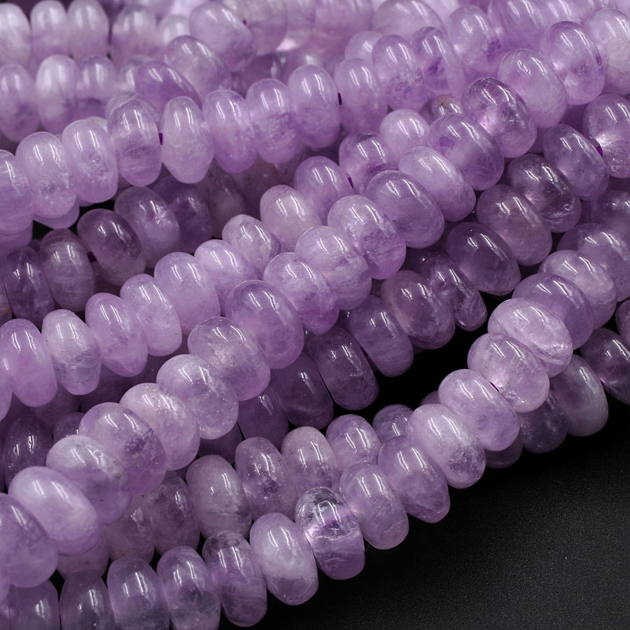 Natural Soft Violet Purple Amethyst Smooth Rondelle 6mm Beads 16" Strand