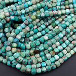 Natural Turquoise Faceted 5mm Cube Beads Real Genuine Natural Blue Green Brown Turquoise Micro Faceted Laser Diamond Cut 16" Strand