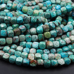Natural Turquoise Faceted 5mm Cube Beads Real Genuine Natural Blue Green Brown Turquoise Micro Faceted Laser Diamond Cut 16" Strand