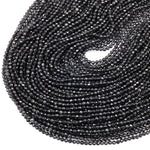 Genuine Natural Black Rainbow Obsidian Faceted 2mm 3mm 4mm Round Beads 15.5" Strand