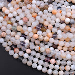 Micro Faceted Natural Agate 8mm Round Beads 16" Strand