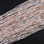 Natural Australian Opal Tiny Micro Faceted 2mm Round Beads Beautiful Milky White Opal 16" Strand