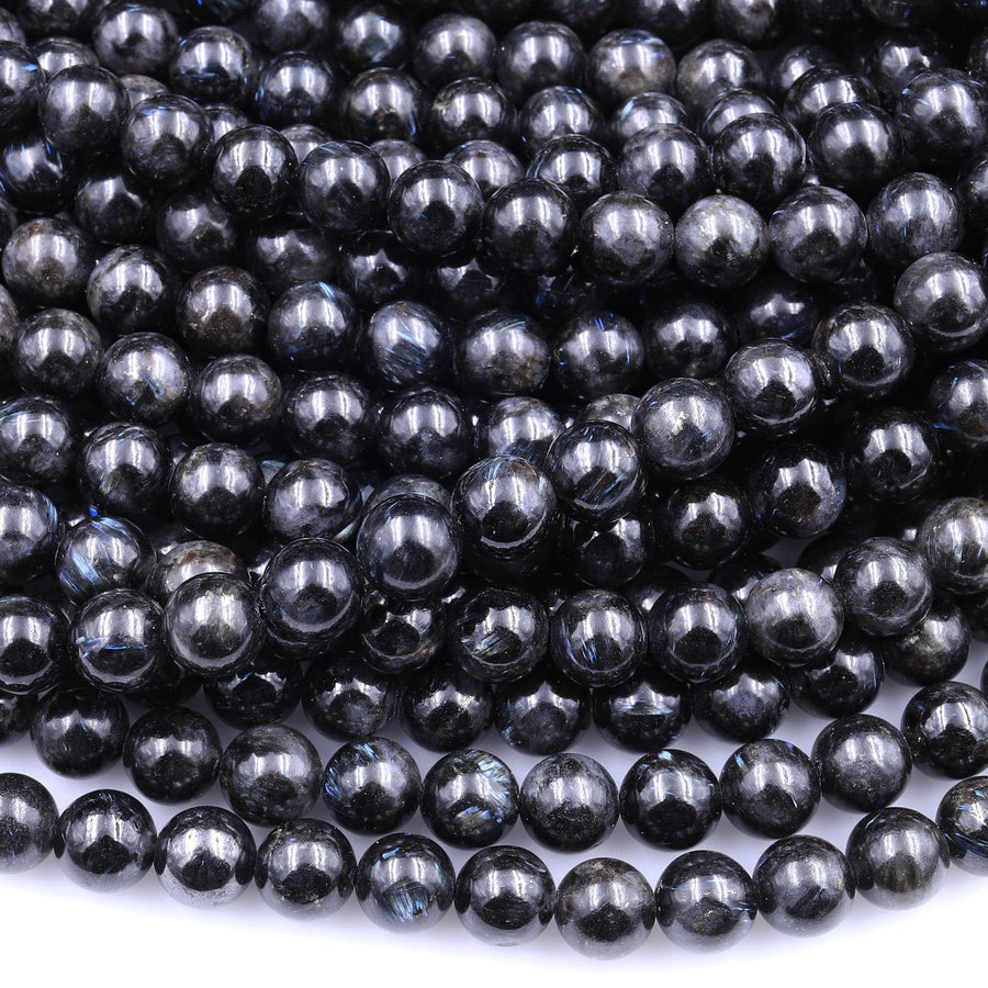 AAA Natural Arfvedsonite Smooth Round Beads 6mm 8mm 10mm 16" Strand