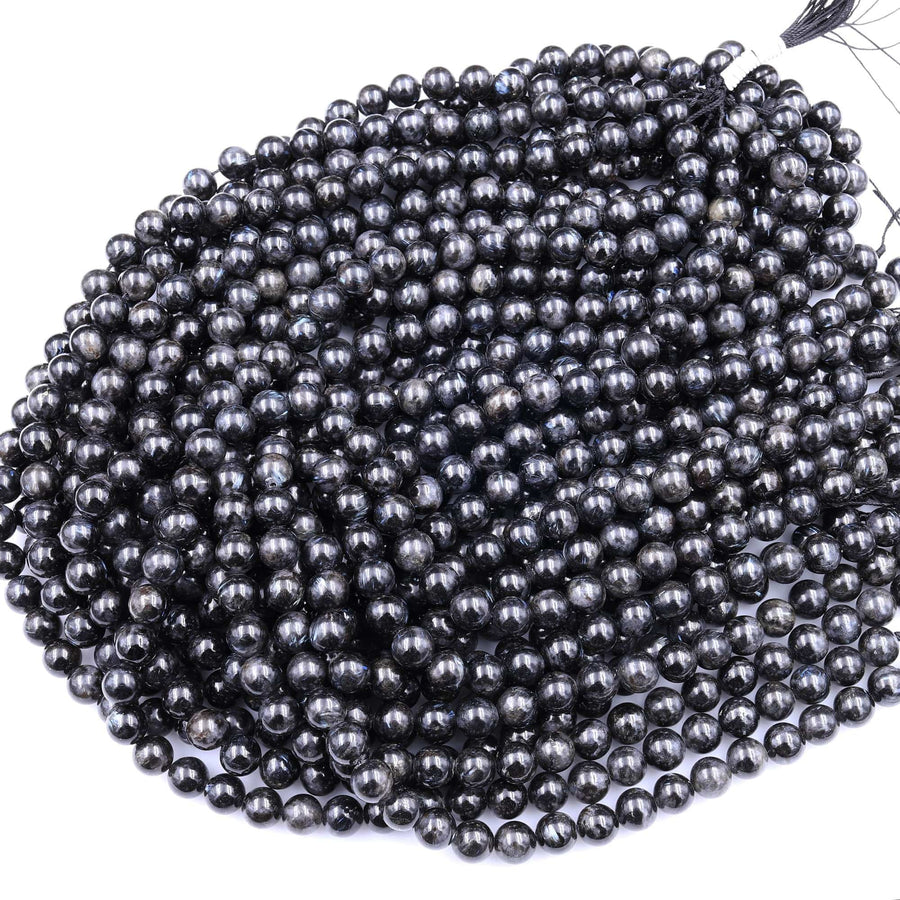 AAA Natural Arfvedsonite Smooth Round Beads 6mm 8mm 10mm 16" Strand
