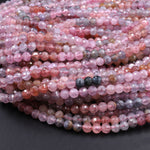 Real Genuine Natural Spinel Faceted Round Beads 3mm 4mm Multicolor Red Pink Blue Peach Blue Green Teal Purple Gemstone 15.5" Strand